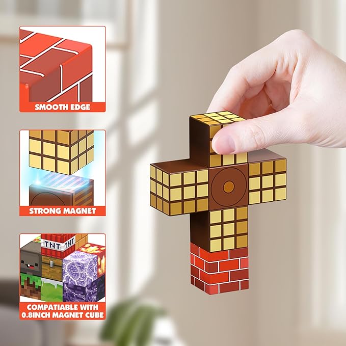 Magnetic Blocks - 100 PCS Magnetic Building Blocks, 0.8 inch Magnet Cubes Stacking Construction Toys for Kids Age 3+, STEM Building Set Birthday Gifts for Boys Girls