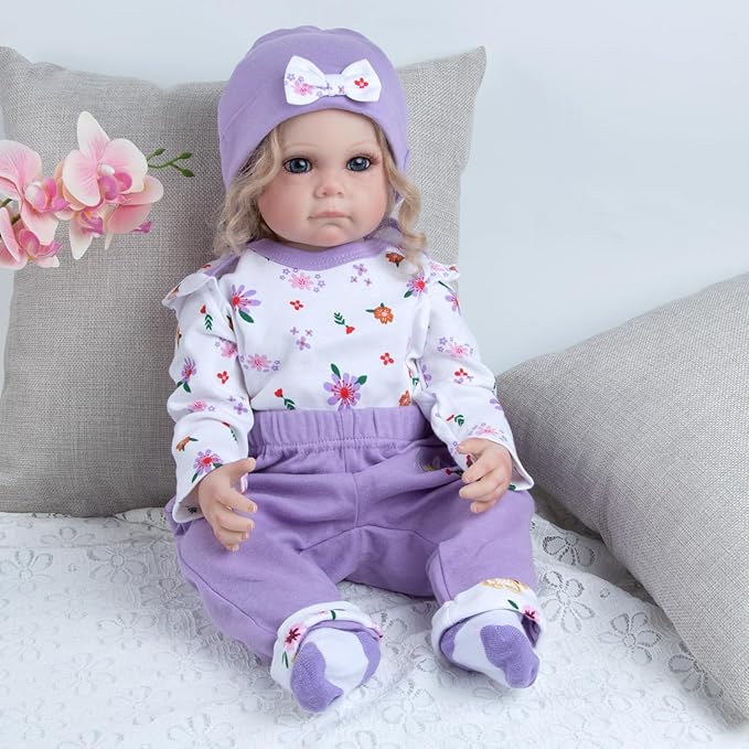 Reborn Baby Doll Clothes 4 Pieces 20-22 Inch Reborn Newborn Baby Doll Purple Clothes Sets 22 Inch Doll Clothing Accessories