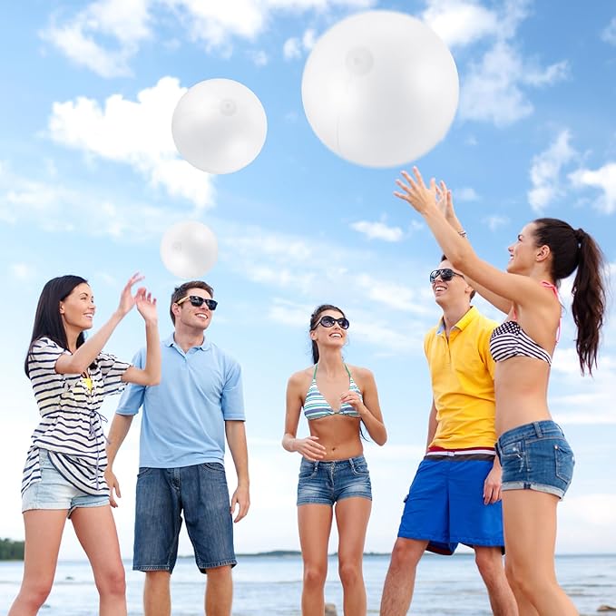 Realspring 36 Pcs Inflatable Beach Balls Bulk 6" 12" 16" 24" 40" Multiple Sizes PVC Summer Swimming Pool Ball for Adults Outdoor Beach Hawaii Water Games Party Decorations