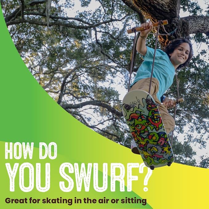 Swurfer TreeSkate Skateboard Tree Swing, Outdoor Stand Up Surf Swing, Kids Outdoor Play Equipment, for Children and AdultsHolds Up to 200 lbs, Ages 6 and Up, Adjustable Handles, Grip Tape (Undawadda)