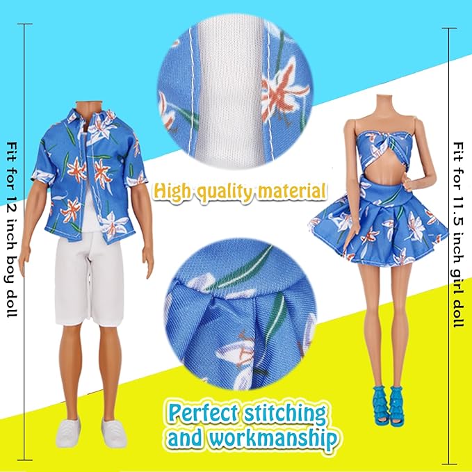 ZTWEDEN 89Pcs Doll Clothes and Accessories for 12 Inch Boy and 11.5 Inch Girl Doll Includes 32 Seaside Wear Clothes Bikini Marine Animal Surfboard Diving Swimming Sets 19 Pairs Shoes for Dolls