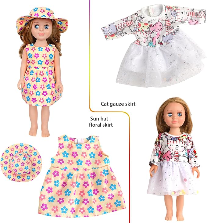 10 Sets of 18 Inch American Doll Clothes, Including 10 of Doll Clothing Dress Outfits for Gift Dolls, Birthday Gifts for Kids