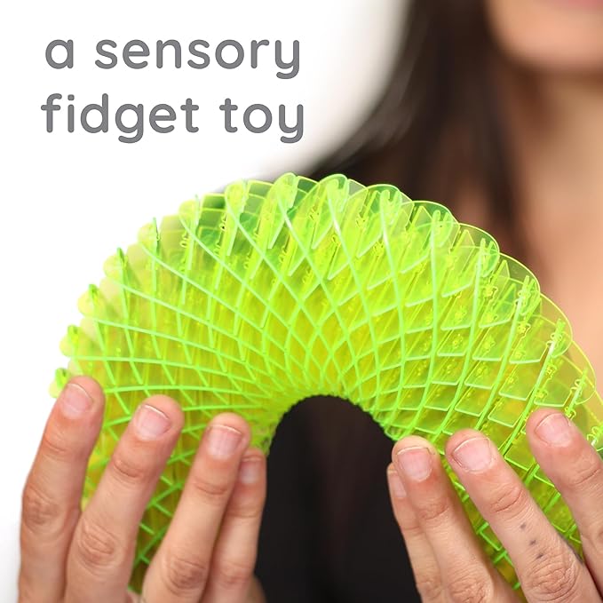 Morf Fidget Sensory Spring Green – 3D Slug Spring Toy for Kids, Teens, and Adults - Stretchy, Quiet, Stress and Anxiety Relief, Focus - for Play, School, Work Gifts, Great for Classroom, Office