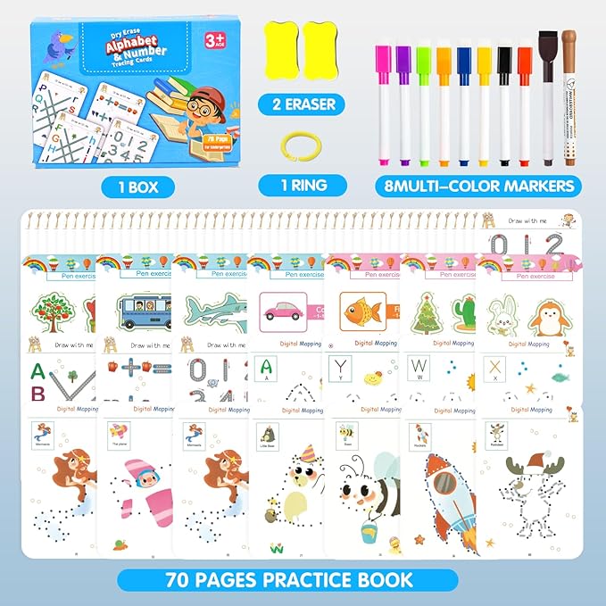 Fabeto Preschool Learning Activities, Letter Tracing Books for Kids Ages 3-5, Writing Practice for Toddler Busy Book, Montessori Educational Workbook for Kindergarten, Autism ABC Learn to Write Toy