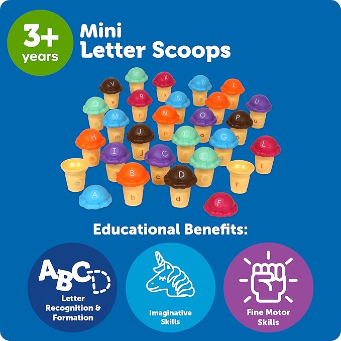 Learning Resources Mini Letter Scoops - Letter Recognition, ABC Color Matching Game, Alphabet Phonics for Toddlers, Imaginative Skills, Fine Motor, Montessori Food Toys, Gifts for Boys and Girls