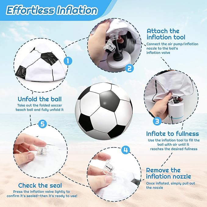 3-Pack Giant Inflatable Soccer Balls (24", 28", 40")，Giant Inflatable Football Large Sport Balls Huge Beach Balloons Oversized Soccer Party Favors Outdoor Activity Pool Decoration
