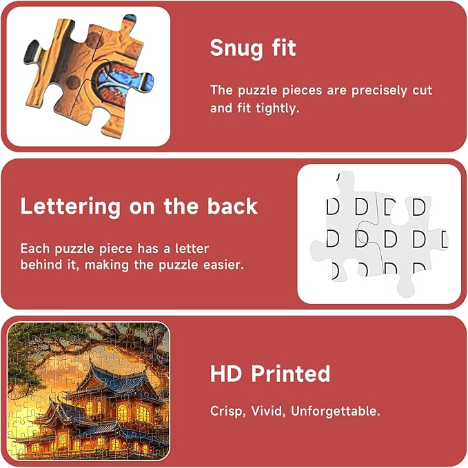 Magical Book Treehouse 1000 Piece Jigsaw Puzzle for Adults - Fantasy Asian Treehouse with Waterfall & Lanterns, Poster & Lettered Back, 22.8" Square HD Quality, Unique Gift for Book & Fantasy Lovers