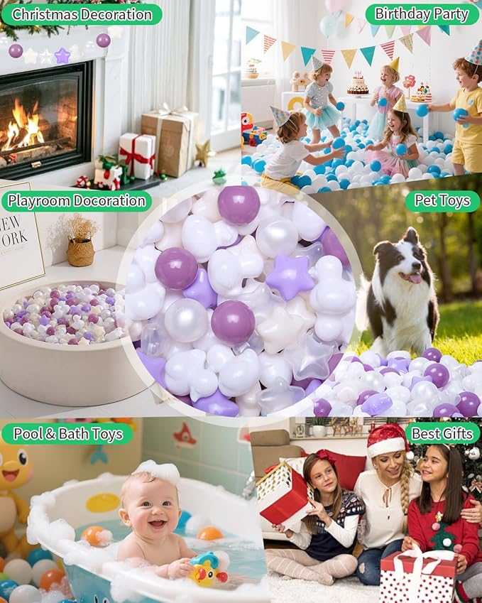 TRENDPLAY Ball Pit Balls Shapes Pastel, Duck Star Shape Non Toxic for Toddlers Kids Baby Girls Boys Dogs Soft Play,Party, 50 100 200