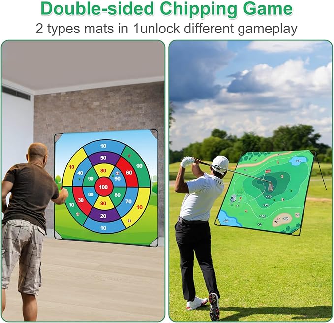 Golf Chipping Game Set, 71"x71" Portable Sticky Golf Game for Chipping Practice with Sticky Balls & Storage Bag for Indoor Outdoor (Double-Sided)