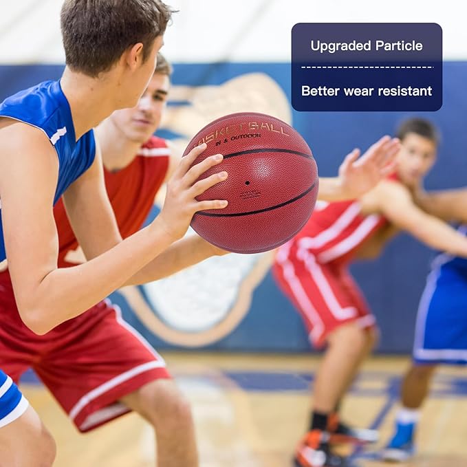 KUYOTQ Kids Youth Adult Size 3/4/5/6/7 (22/25.5/27.5/28.5/29.5") Basketball Premium Rubber or Faux Leather Basketball Indoor Outdoor Basketball for Boys Girls Womens Mens Basketball Gifts (Deflated)