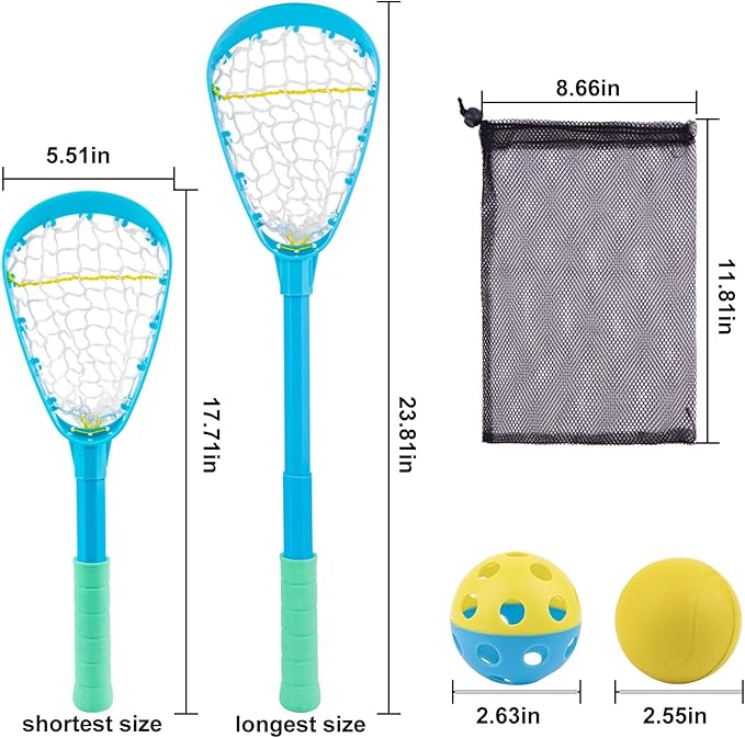 Foayex Kids Ajudstable Mini Lacrosse Sticks Set with 2 Balls, Sports & Outdoor Play Toys for Yard Lawn Camping, Outside Games for Boy & Girl 3 4 5 6 7 8 Year Old