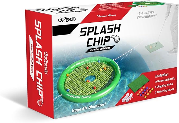 GoSports Splash Chip Floating Golf Game - Includes Chipping Target, 16 Foam Golf Balls, 1 Chipping Mat and Tethering Ropes