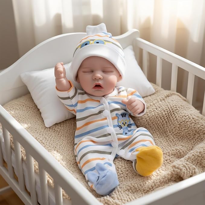 CARANOVO Lifelike Reborn Baby Dolls - 12 Inch Full Body Vinyl Realistic Baby Doll Sleeping Newborn Real Life Small Baby Doll for 3 + Year Old Kids