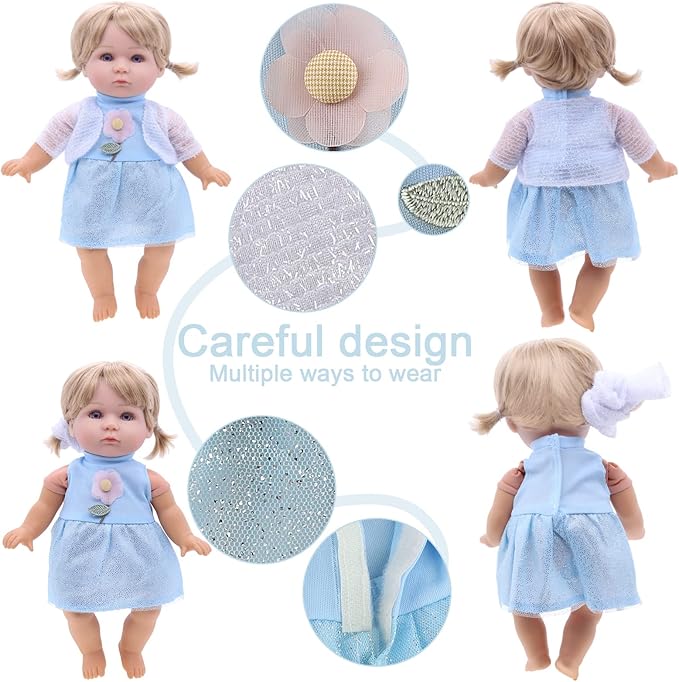 Alive Girl Baby Clothes - 6 Sets 12 Inch Baby Dolls Dress Accessories Include unicorrn Skirt Snow White Dresses Swimsuit Outfits, 12 Inch Doll Clothing for Girls Birthday Xmas Gift