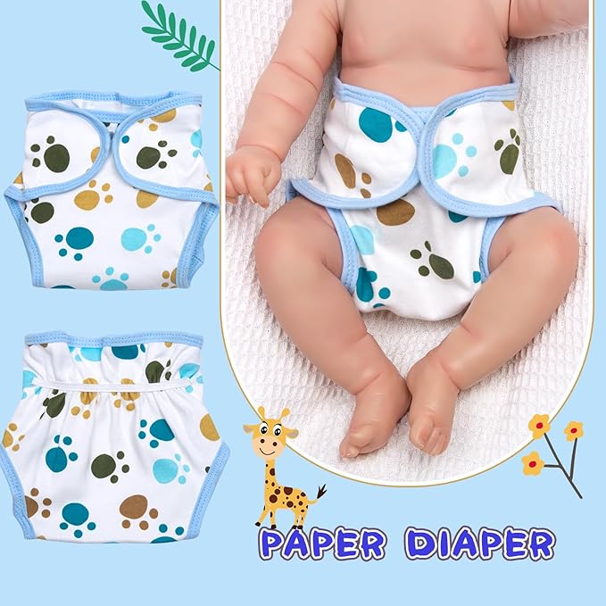 PEDOLLTREE 8 Pcs Reborn Baby Dolls Clothes Boy Accessories Outfit for 18-22 Inch Newborn Baby Reborn Dolls Clothes with Blue Monster Backpack