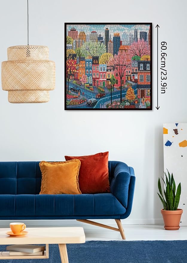 Colorful Street Scene Puzzles for Adults 1000 Pieces Nature, Pretty Landscape Flower Art Jigsaw Puzzles, Impossible Hard Difficult Challenging Puzzle