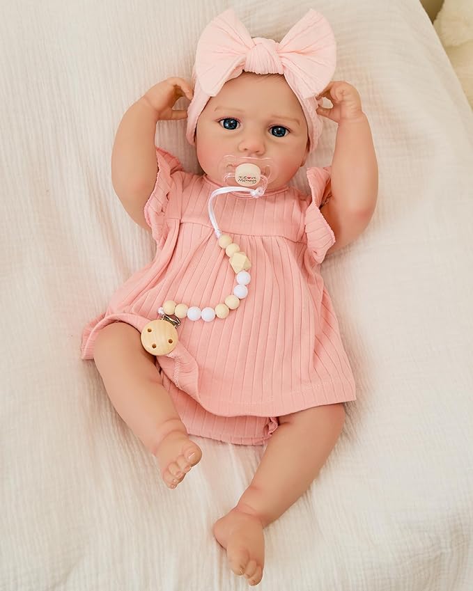 FOCKOF Realistic Reborn Baby Dolls-18 Inch Realistic Baby Doll Girls Soft Cloth Body Reborn Baby with Gift Box for Kids Age 3+
