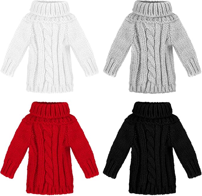 Bencailor 4 Pcs Doll Clothes for 11.5 Inch Doll Accessories Clothes Hoodie Sweater Set Winter Knitted Clothing Decor(Black, White, Red, Gray)