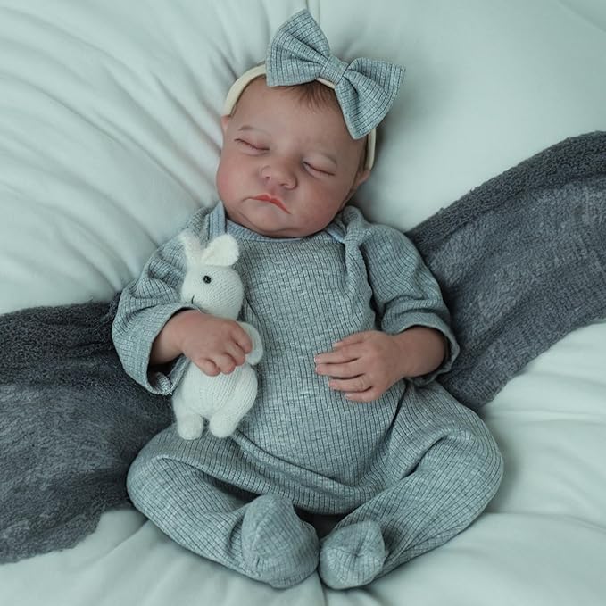 SCOM Realistic Reborn Baby Dolls - 18 Inch Real Life Baby Girl, Lifelike Doll with Weighted Body, Newborn Baby Boy with Full Vinyl for Kids Age 3 4 5 6+ Gift