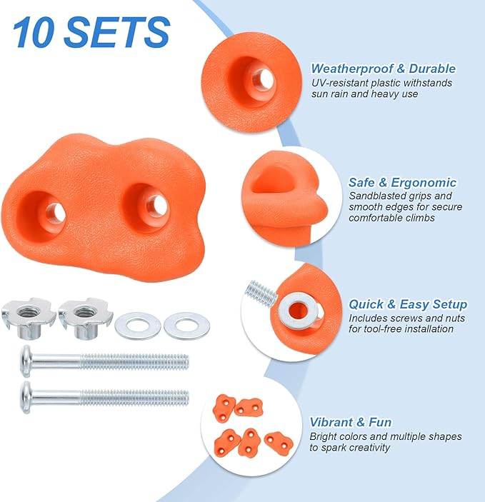 PATIKIL Climbing Rock Wall Grips Play Set Climber Attachments with Double Hole