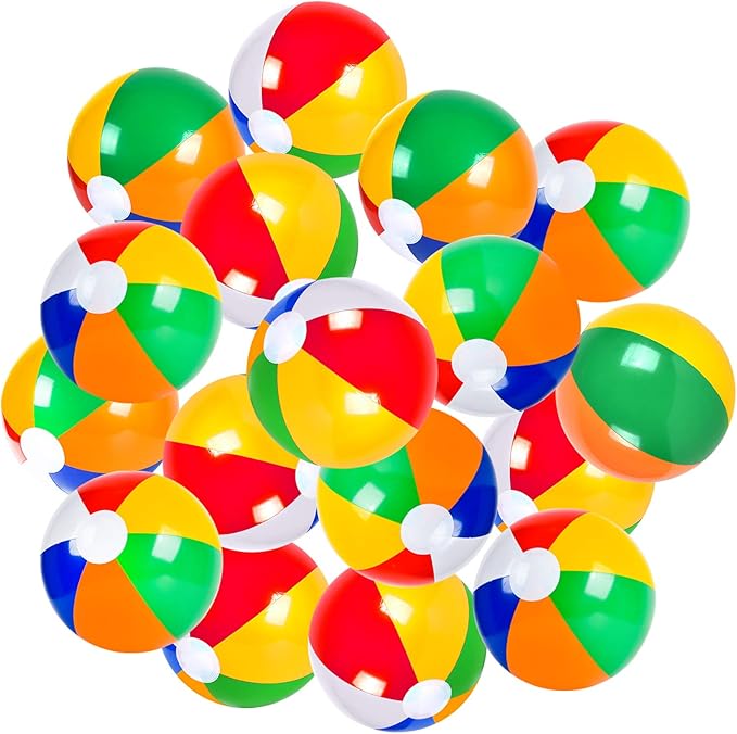 Coopay 30/60/120 Pack Inflatable Beach Balls Classic Rainbow Swimming Pool Ball Birthday Beach Party Decoration Summer Water Games Gifts 8 to 12 Inches from Inflated to Deflated