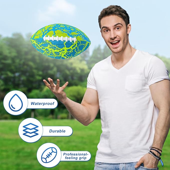 Jasonwell Waterproof Football Pool Toys - Strong Grip Soft Football for All-Weather Play Pool Games Beach Toys Water Footballs Outdoor Sports Toy Christmas Birthday Gifts for Kids Boys Teens Adults
