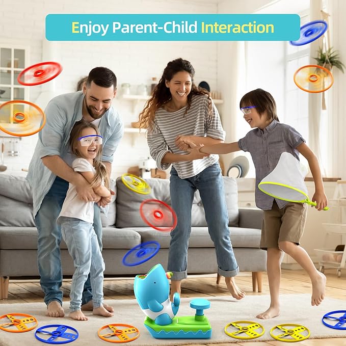 24 PCS Flying Disc Launcher Outdoor Indoor Game Toys Gifts for 3 4 5 6 Year Old Kids, Outdoor Outside Game Toys for Kids Boys Ages 3-5 4-8, Ideal 3 4 5 6 Year Old Boys Birthday Gifts