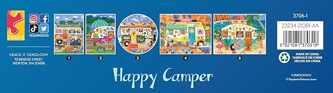 Ceaco - 5 in 1 Multipack - Happy Camper - (2) 300 Piece, (2) 500 Piece, (1) 750 Piece Jigsaw Puzzles