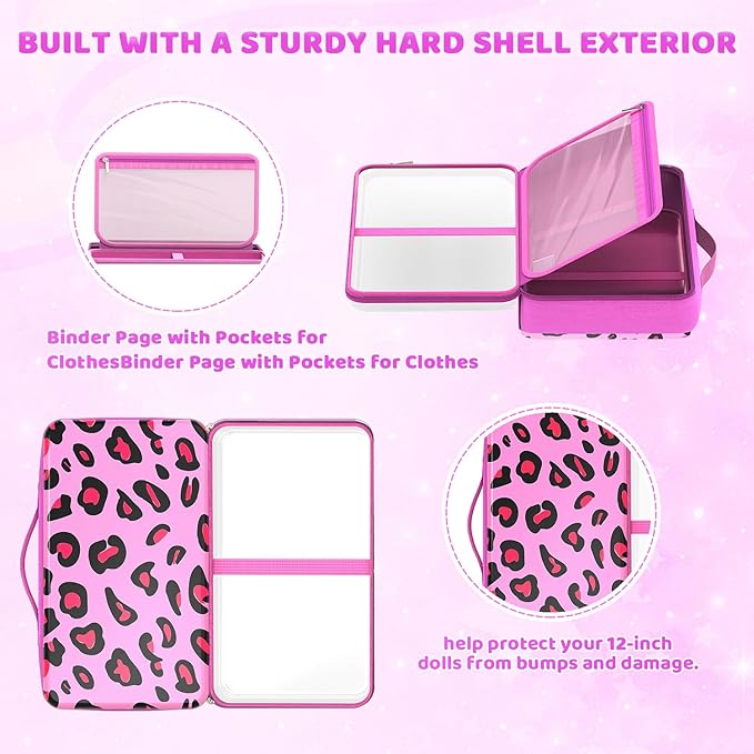 Stylish Travel Case for 12 Inch Fashion Dolls - Storage Solution with Pockets for Doll Accessories - Best for On-The-Go Travel (5-Transparent)
