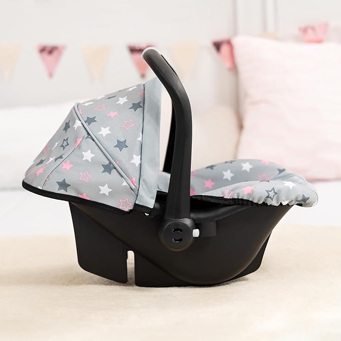 Bayer Baby Doll Car Seat with Retractable Canopy & Harness for Dolls up to 18 in