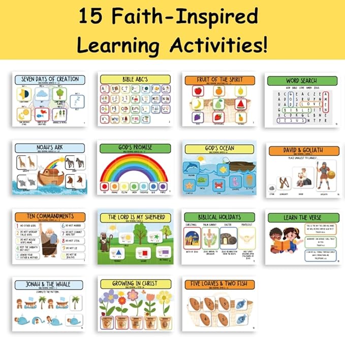 Bible Busy Book for Toddlers Ages 3 and Up - Montessori Sensory Toys Busy Board Homeschool Preschool Learning Activities - Gifts for 3 Year Old Boys - 4 Year Old Girls Birthday Gifts Easter Baptism