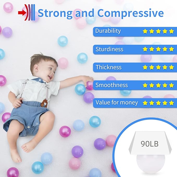 STARBOLO Ball Pit Balls for Toddlers Phthalate Free BPA Free Non-Toxic Crush Proof Play Balls for Toddlers Kids Pool Playhouse Pack of 100 200 500