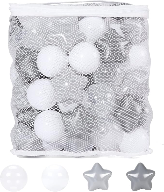 TRENDPLAY Star Ball Pit Balls for Toddlers -50 100 200 Count Star Balls Different Shapes, Non-Toxic Plastic Balls for Safe Play, Boys Girls Festival Party Decoration