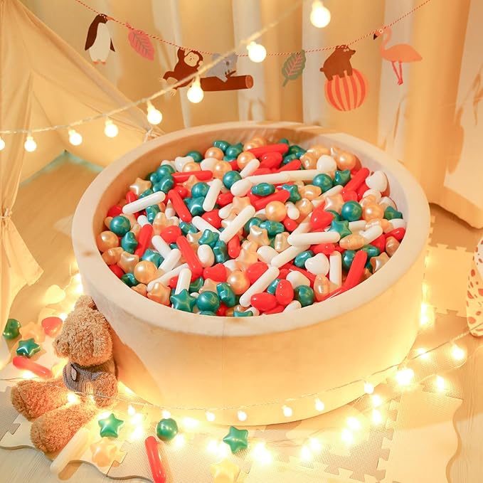 STARBOLO Ball Pit Balls Stars Hearts Gaint Sprinkles150pcs,Red Green Colors