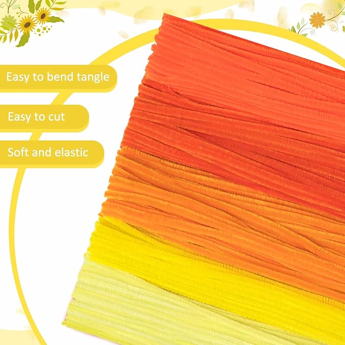 Peryiter 500 Pieces Pipe Cleaners Chenille Stems for Flowers Craft Supplies Bulk Fluffy Fuzzy Sticks for DIY Art Projects Creative Gift Wrapping Party Decorations(Orange,12 Inch)