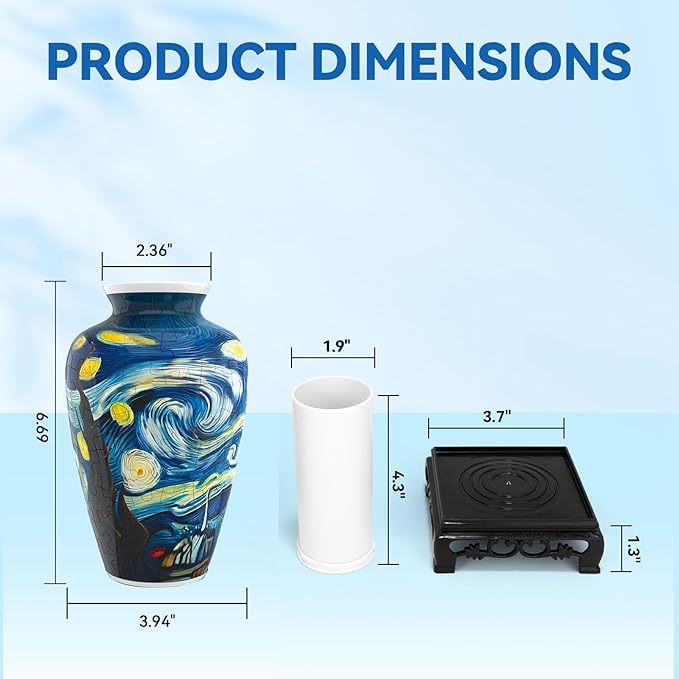 3D Puzzles Vase for Adults, Crafts for Adults, 120 Pieces Plastic DIY Unique Flower Vase with LED Light House Warming Gift Birthday Gifts for Flower Arrangements and Home Decor