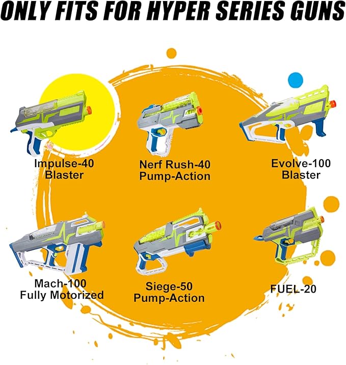 400 Refill Balls Ammo for Nerf Hyper Gun, 0.55 in Hyper Gun Balls with Portable Storage Bucket (Yellow), Hyper Rounds