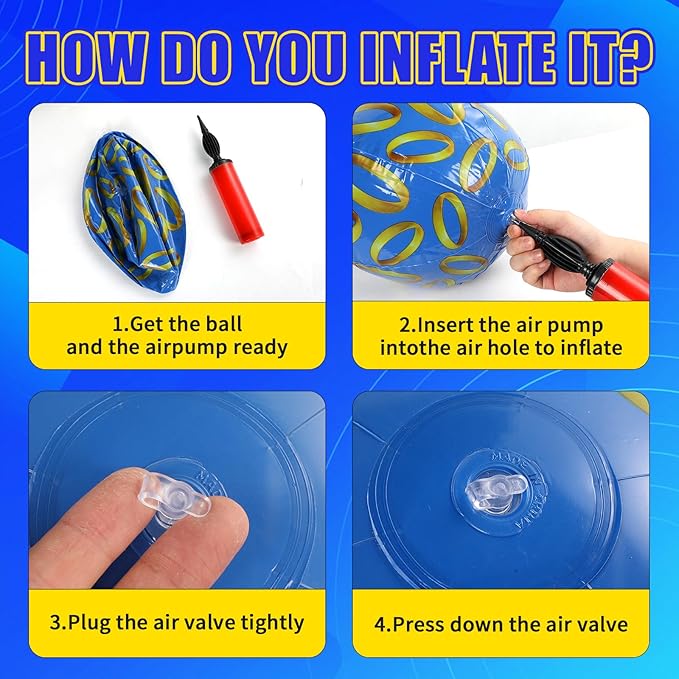 SCIONE 12 Pack 12 Inch Blue Inflatable Beach Balls for Retro Pool Toys Party Decorations, Birthday Favors & End of Year Class Gifts