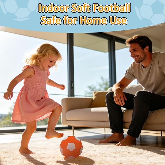 Curve Soccer Ball for Kids Size 4, Swerve Soft Soccer Ball for Boys and Girls, Indoor and Outdoor Activities Games, Safe Kick Play in Inside House, Backyard and Lawn, Comes with Pump