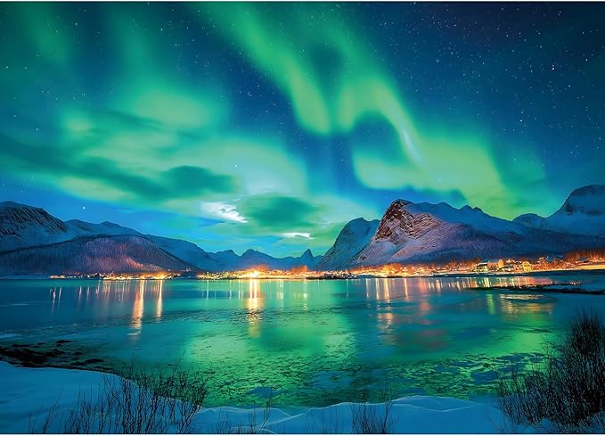 Northern Lights 500 Piece Puzzles for Adults Aurora Nature Landscape Jigsaw Puzzles Family Challenging Mountain Lake Scenery Puzzles (21"x15")