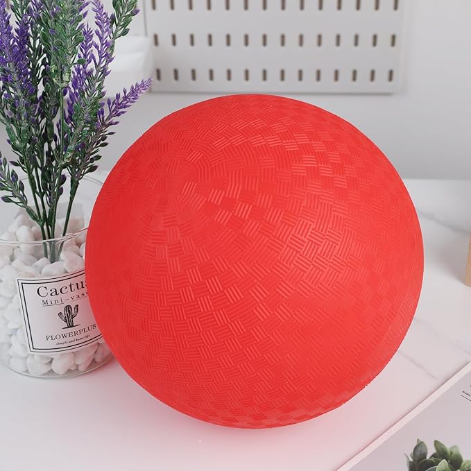 AMOR PRESENT Playground Ball, 8.5inch Inflatable Kickballs with Pump, Red Handball Rubber Dodgeball for Kids Beach Toy Sports Games Yoga Exercises Indoor Outdoor Pool Party