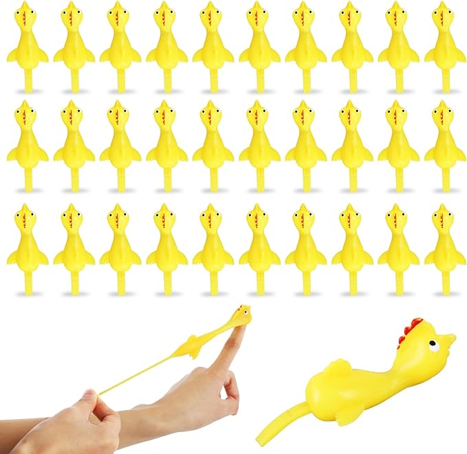 30 Pcs Rubber Chicken Slingshot, Flying Chicken Slingshot Game Finger Slingshot Chicken Toys Chicken Flingers Flinging Chickens for Party, Gag Gifts
