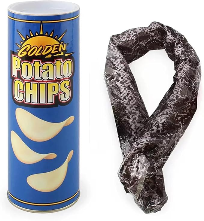 The Potato Chip Snake Can Jump Spring Snake Toy Gift April Fool Day Halloween Christmas time Party Decoration Jokes in A Can Gag Gift Prank Blue (Color)