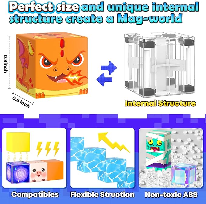 150 PCS Magnetic Blocks Toys, Build Mine Magnet World Set, Magnetic Tiles Building for Boys & Girls Age 4-8 5-7, STEM Montessori Sensory Toys for Toddlers Kids Gifts
