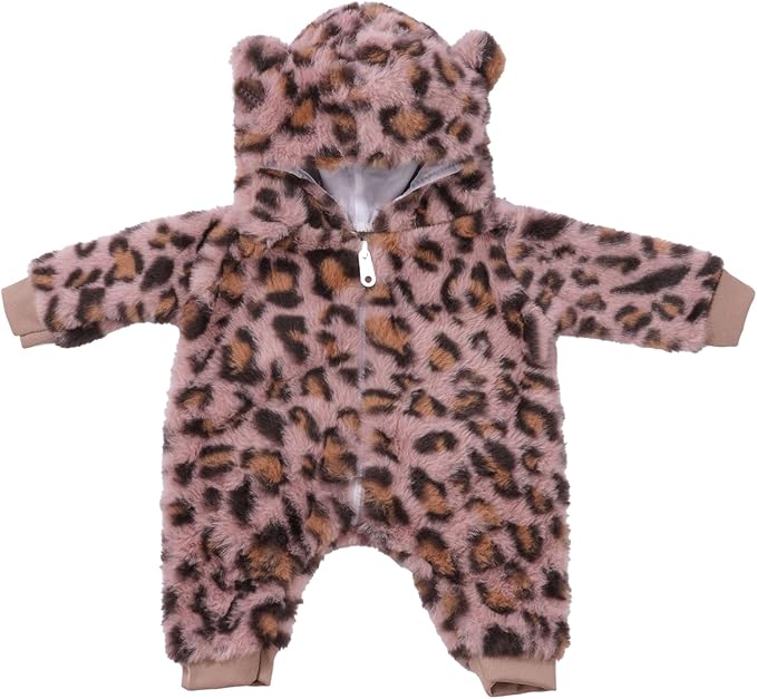 BABESIDE Reborn Baby Doll Clothes Set for 17-22 Inch Dolls, Cozy Babydolls Clothes with Hat for Lifelike Reborn Baby Doll Accessories, Leopard Print