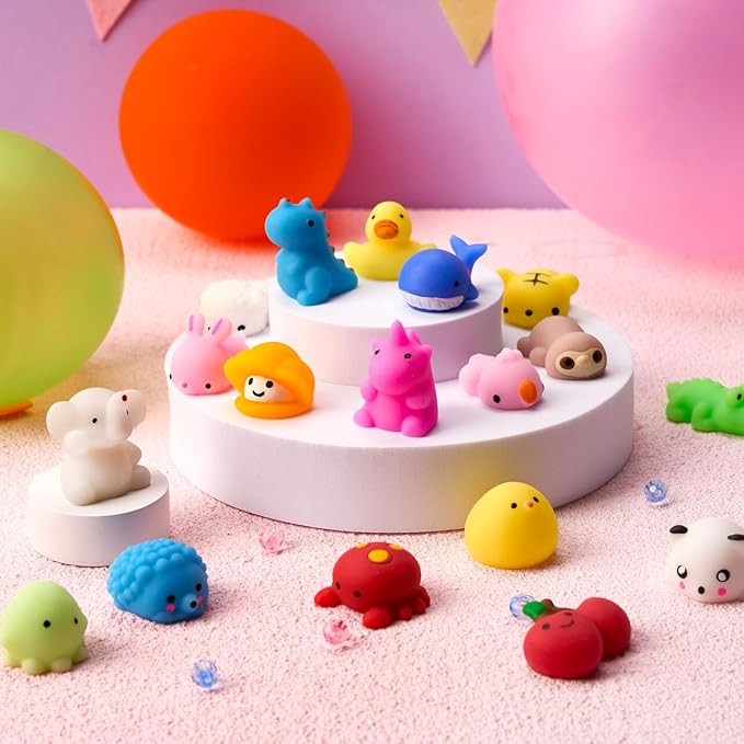 JOYIN Easter Mochi Squishy Toys Set, Random 25 Pack Mini Squishy Mochi, Party Favors for Kids, Kawaii Stress Relief Toys, Basket Stuffers, Goodie Bags Fillers, Birthday Gifts, Classroom Prizes