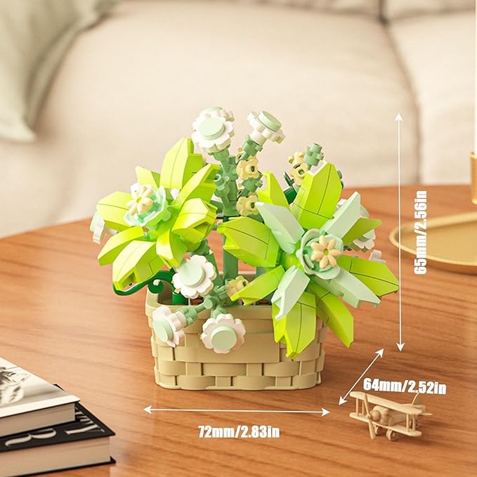 Mini Flowers Building Block Set,Flower Blocks Toys,Plants and Succulent Toys,Building Block Flowerpot，Botanical Collection Birthday Gift for Girls Boys Adults Kids Ages 6+ (Gardenia 206Psc)