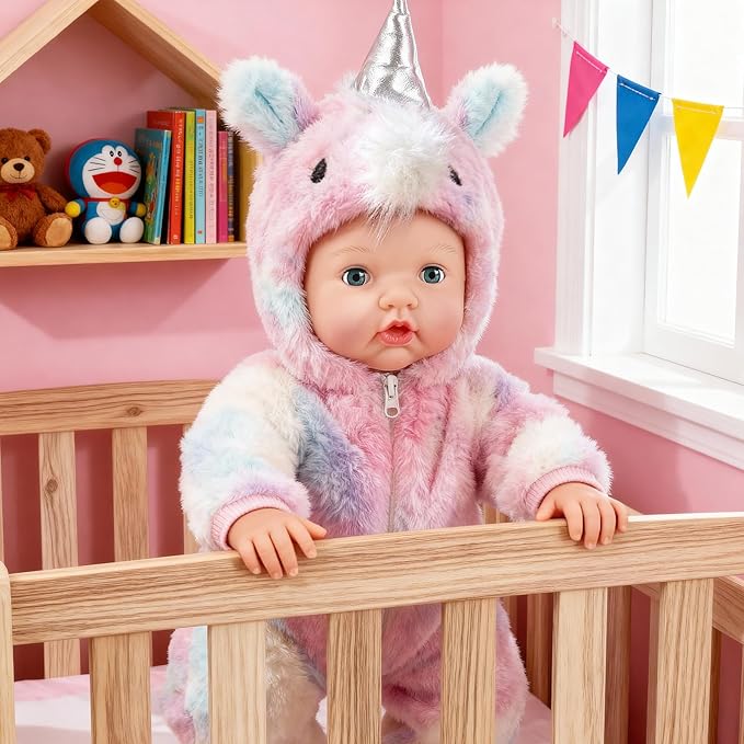 17Inch Baby Doll - Realistic Cute Soft Body Baby Doll Real Life Reborn Silicone Baby Dolls with Bottles & Pacifier, Diapers, Gift for Girls Ages 3+, Pretend Play & Collectors