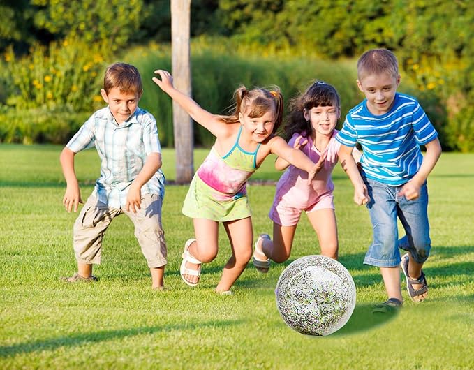 5 Pcs Inflatable Beach Balls, 16 Inch & 24 Inch Large Confetti Glitter Beach Balls, Sequins Clear Blow up Pool Balls Toys for Holiday Party Decorations 2026 New Year Birthday Summer Swimming Pool