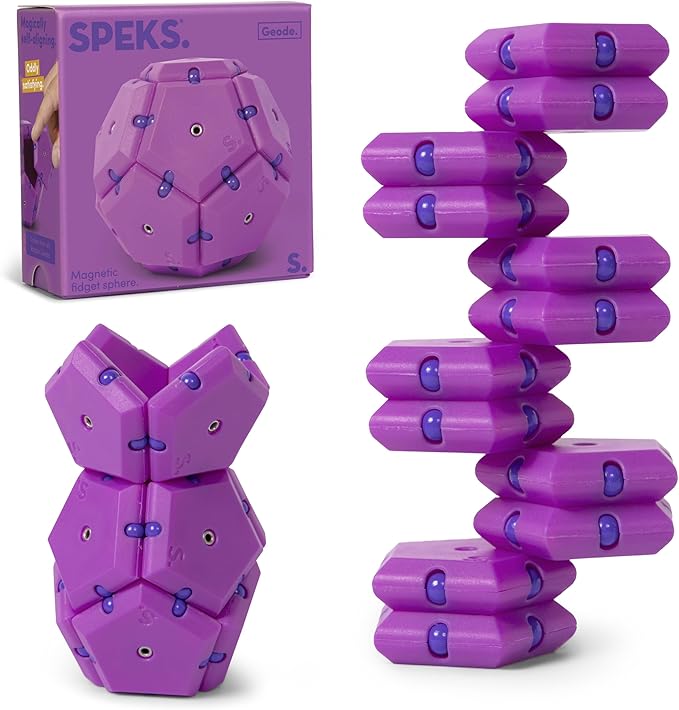 Speks Geode Magnetic Fidget Toy | Sensory Desk Toy for Adults & Teens 14+ | Stress Relief Gift | Sphere, Razzle